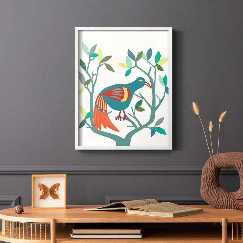 «Whitty Bird II», reproduction encadrée - bois massif, Blanc, H 10 po x l 8 po