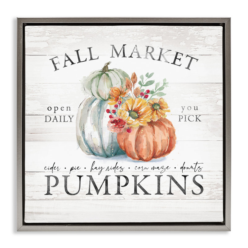 Citrouilles d'automne, Cadre flottant gris lustré, H 18 po x l 18 po