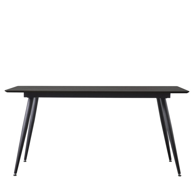 Alec Walnut Metal Base Dining Table, Black