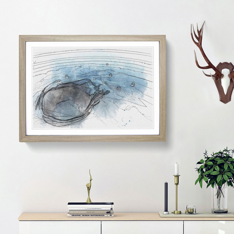 Splash of Water in a Lake in Abstract - Framed Print, Oak Framed, 27cm H x 36cm W x 2cm D