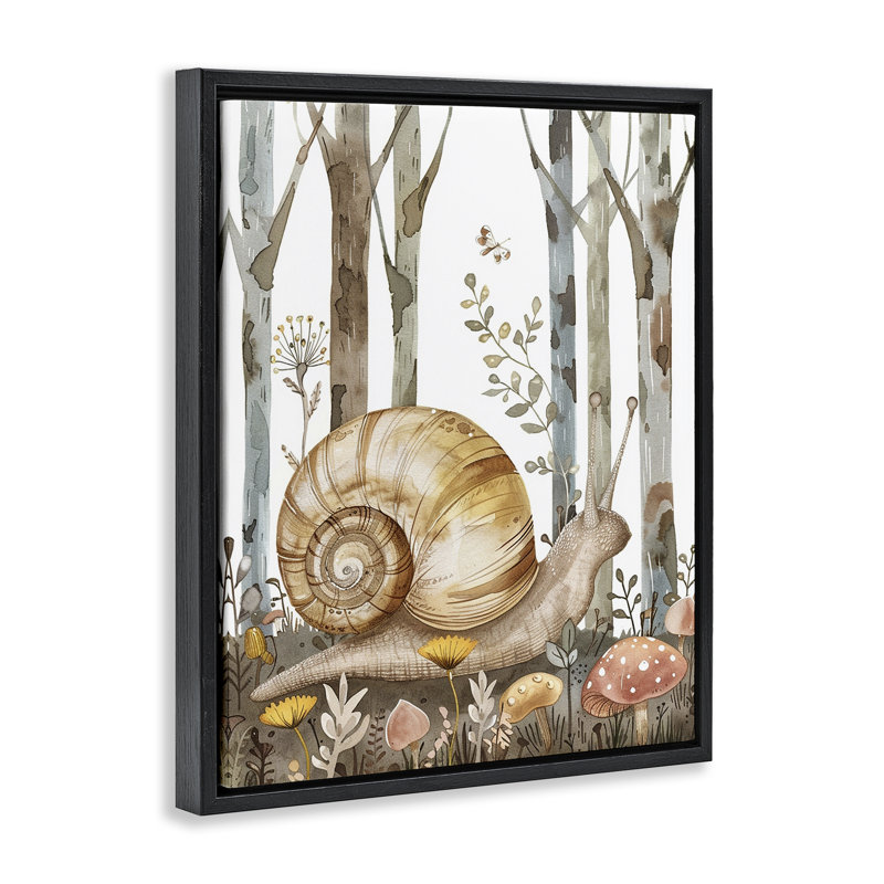  "Woodland Snail Nature Floater", art mural par LSR Design Studio, H 31 po x l 25 po, Cadre flottant noir de jais