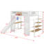 Lit mezzanine double en métal avec bureau, glissade et escalier-1457286224