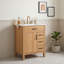 Meuble-lavabo en bois avec lavabo en céramique, 3 tiroirs, tiroir rabattable et quincaillerie à fermeture en douceur