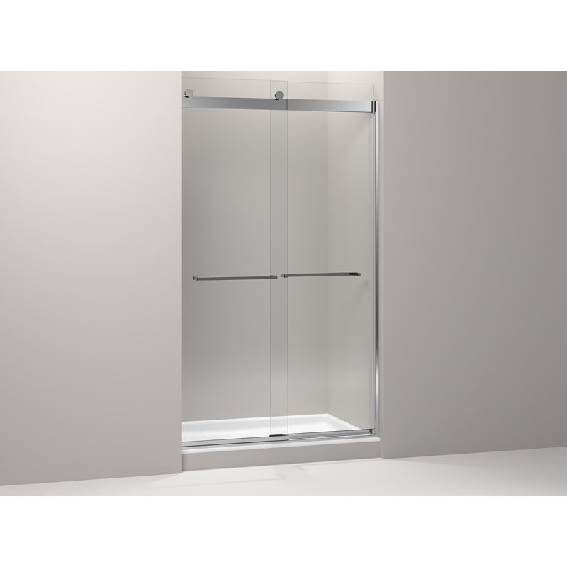 Levity 47.63'' x 82'' Double Sliding Shower Door with CleanCoat® Technology, Polished Silver