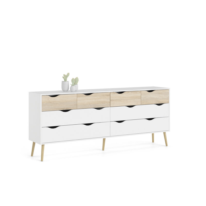 Kosinski 195cm W 8 - Drawer Chest of Drawers, White/Brown