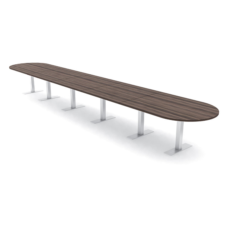 Table de conférence Parinka, L 264 po x l 48 po, Blanc classique, Argent argent