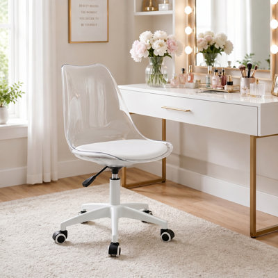 Modern Acrylic Adjustable Height Swivel Vanity Chair