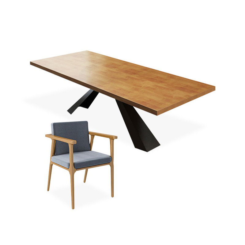 Ensembles de bureau 62,99 po brun clair + bois massif rectangulaire noir + fer