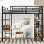 Lit mezzanine en métal avec bureau et tablettes, noir-695134909