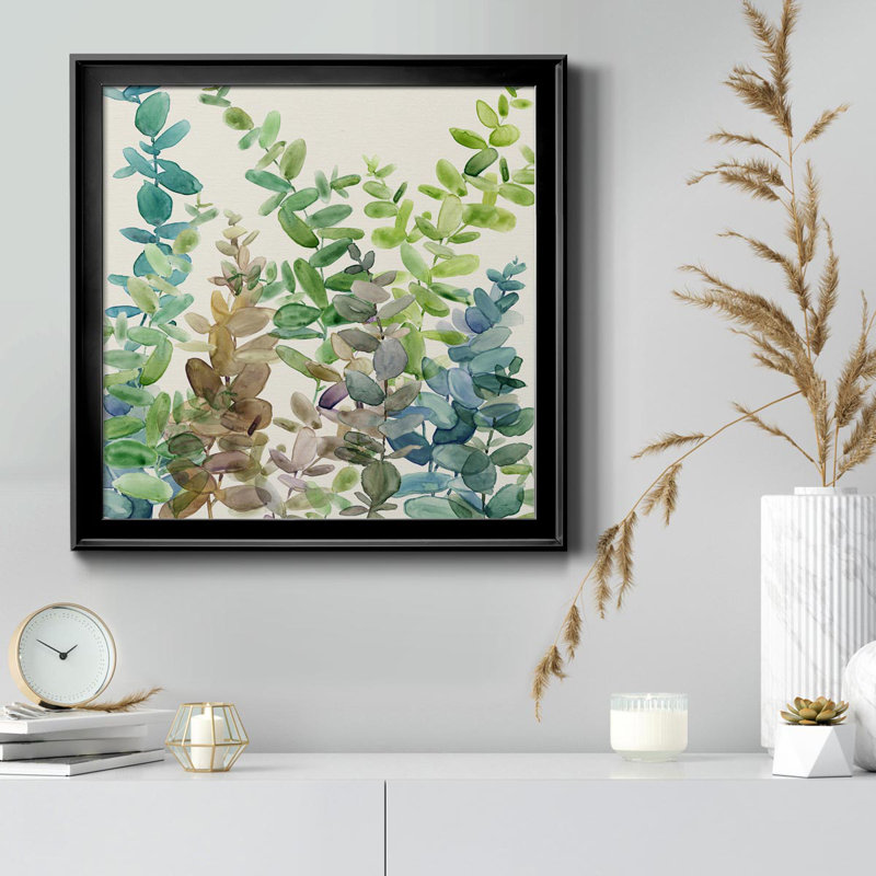 Eucalyptus Grove - Peinture sur toile encadrée, Noir, H 17,5 po x l 17,5 po x P 1,5 po