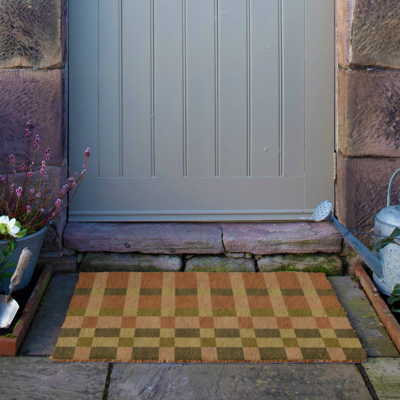 Check Coir Doormat, 60cm W x 90cm L