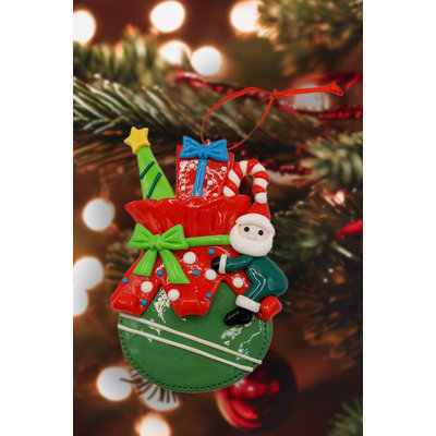 Ornement de Noël - sac cadeau en pain d'épice brillant avec père Noël.  Décoration festive F07-N2-11-AA440C