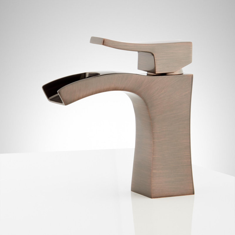 Robinet de salle de bain monotrou 1,2 GPM avec poignée levier en métal et bonde escamotable Vilamonte, Bronze huilé
