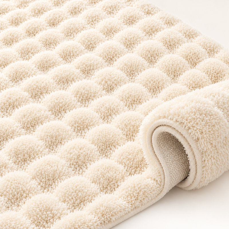 Aspire Homeware Beige Bubble Texture Area Rug, BEIGE, 60x110cm