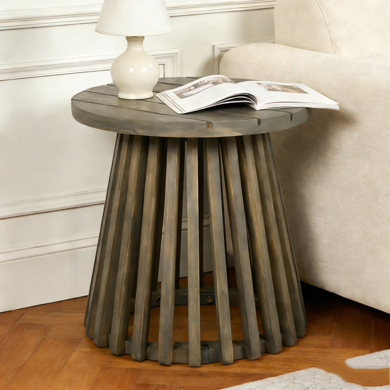 Table d'appoint d'extérieur en bois d'acacia, Gris