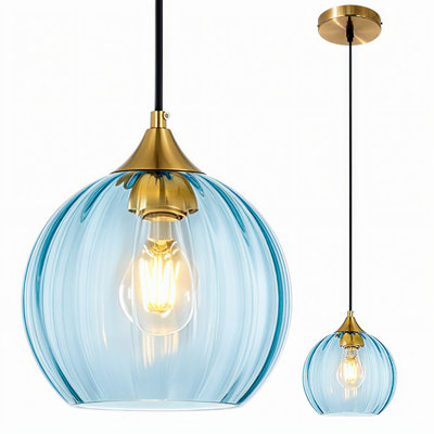 Luminaire suspendu sphérique en verre 1 lumière à hauteur réglable pour îlot de cuisine 