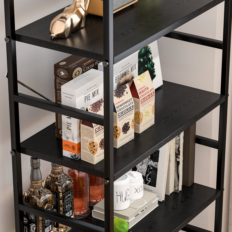 2-SET Storage Shelf, 5-Tier Bookcase, Black