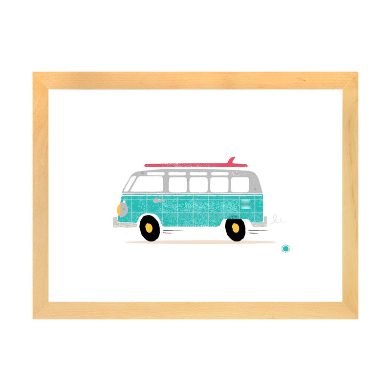 Van - imprimé, Blanc, Papier avec cadre beige, H 16 po x l 24 po x P 1 po