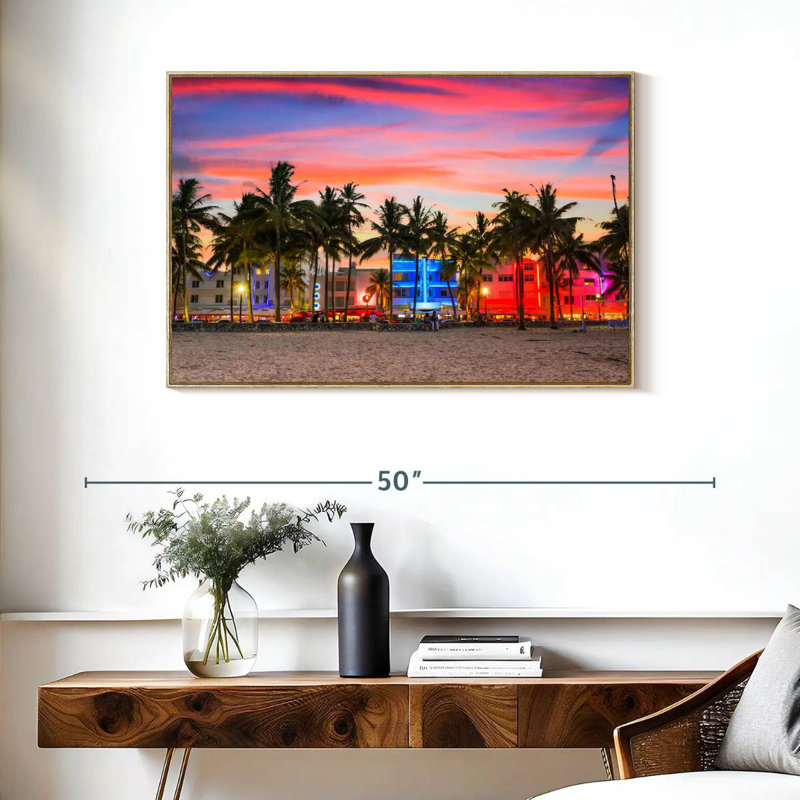 Miami Beach, États-Unis, Cadre flottant en bois naturel, 37 po x 25 po