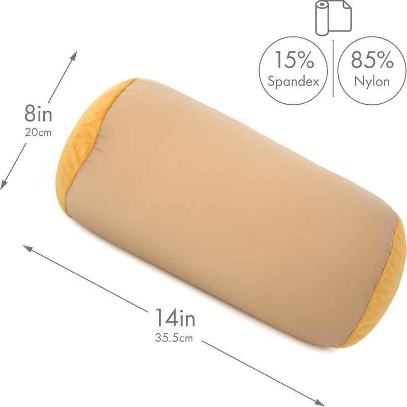 Microbead Bolster Neck Roll Pillow, Barely Beige