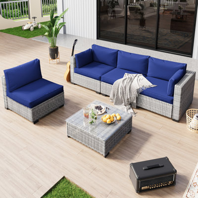 Fauteuil sans assemblage Sofa Ensemble de conversation modulaire pour 4 personnes