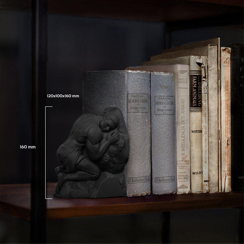 Concrette Concrete / Cement Non-Skid Bookend, Black Matte