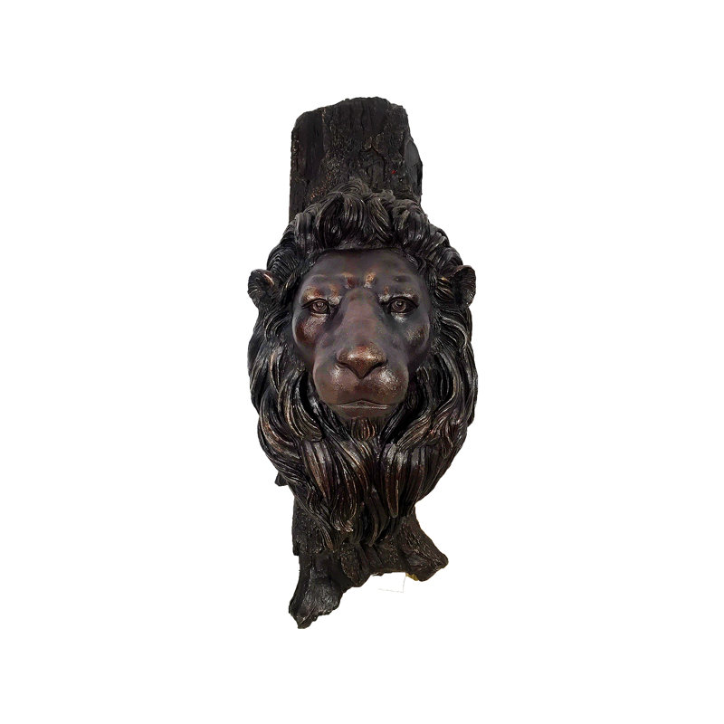Sculpture murale en bronze à tête de lion