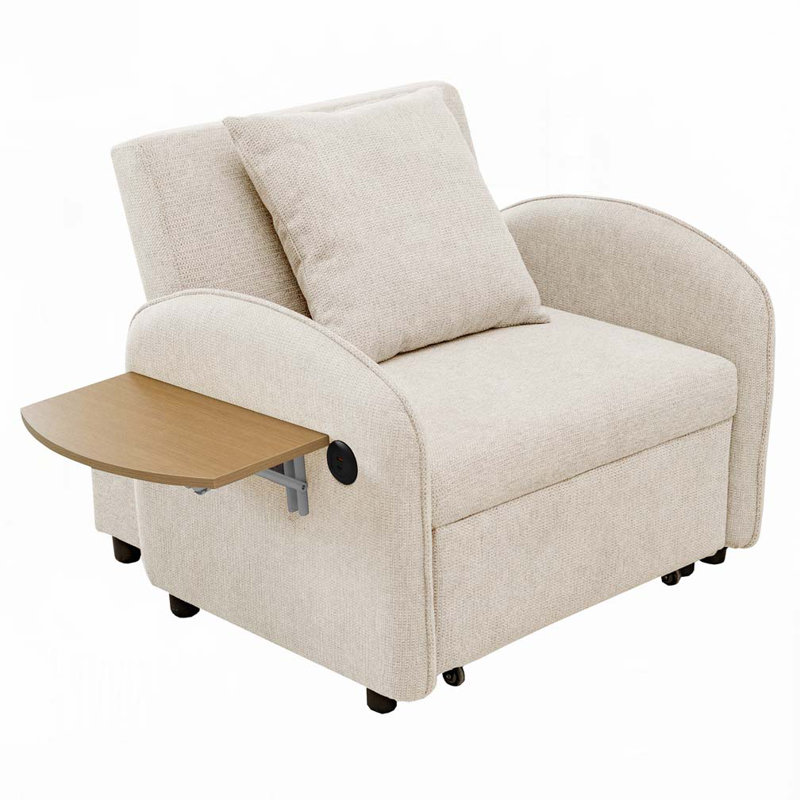 Canapé-lit convertible avec ports USB, Beige
