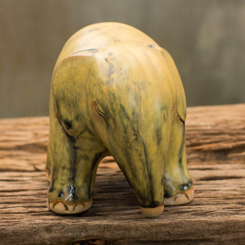 Figurine celadon éléphant saphir Galion, Jaune