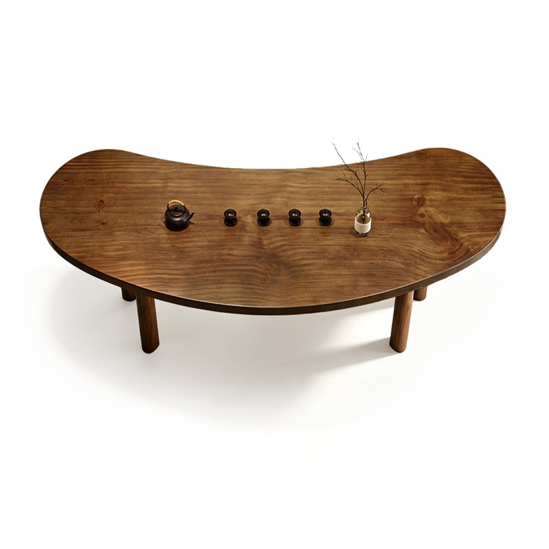 Table de salle à manger en bois massif brun à 4 pieds irréguliers, H 29,53 po x L 62,99 po x l 27,56 po