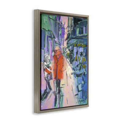 Strolling City Streets Framed Floater Canvas By June Erica Vess