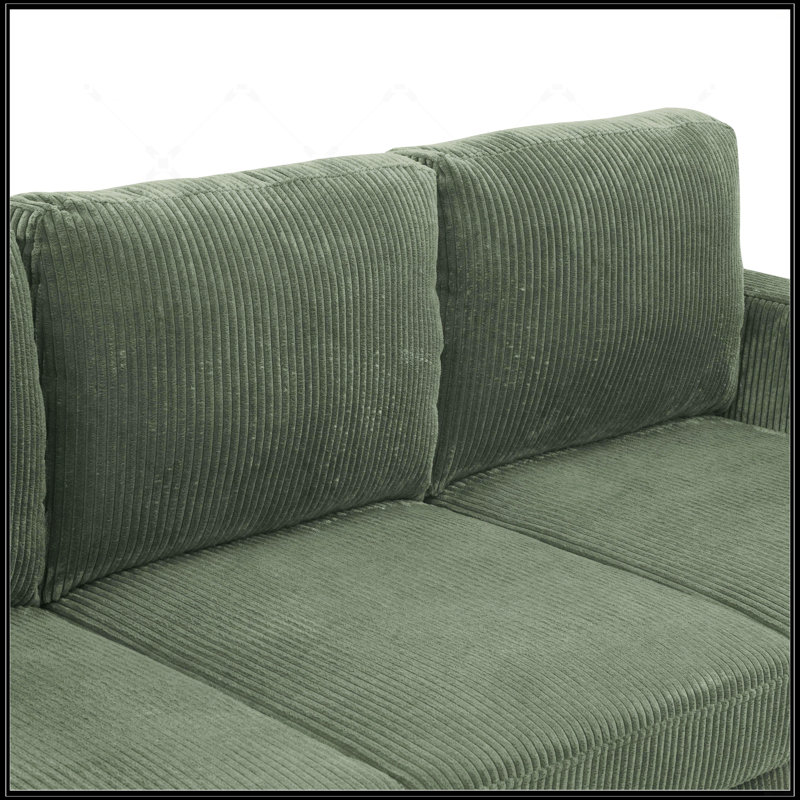 Canapé modulaire en velours côtelé avec repose-pieds Savannah, Vert