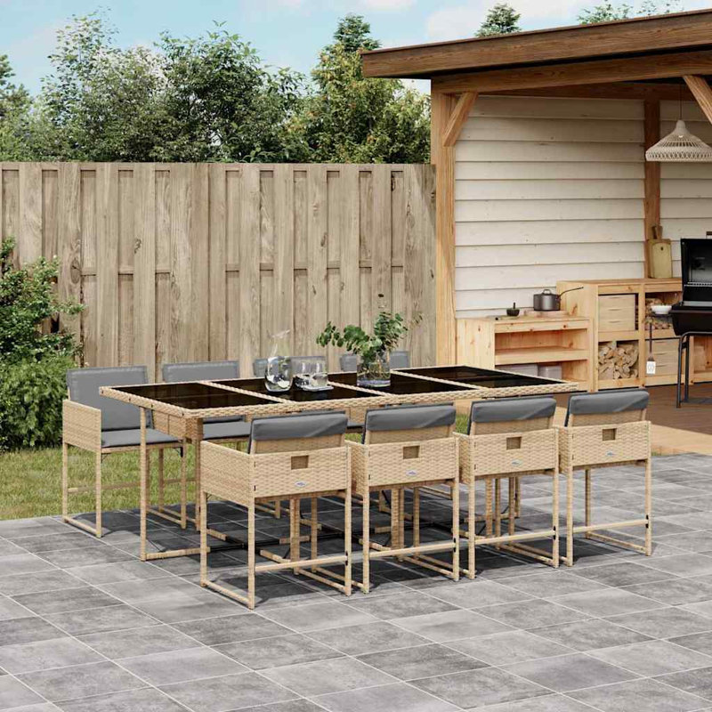 Patio Dining Set with, Light Grey, Beige