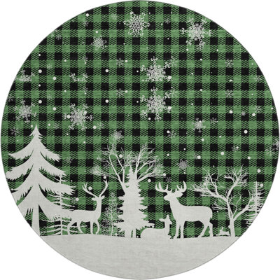 Premium Machine Washable Castillon AMF1824 Winter Forest Holiday Rug
