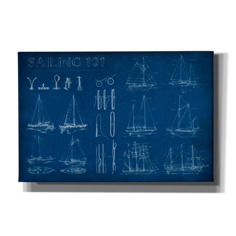 «Sailing Infograph» par Ethan Harper, art mural sur toile, H 26 po x l 40 po x P 1,25 po
