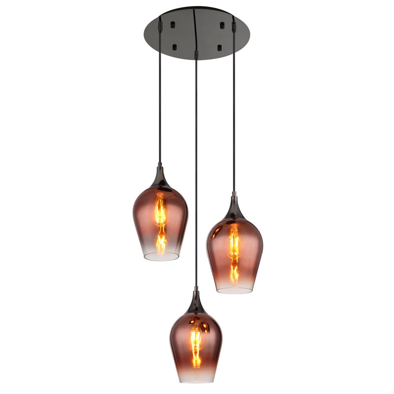 Daytwon 3 - Light Matte Black Pendant, White / opaline