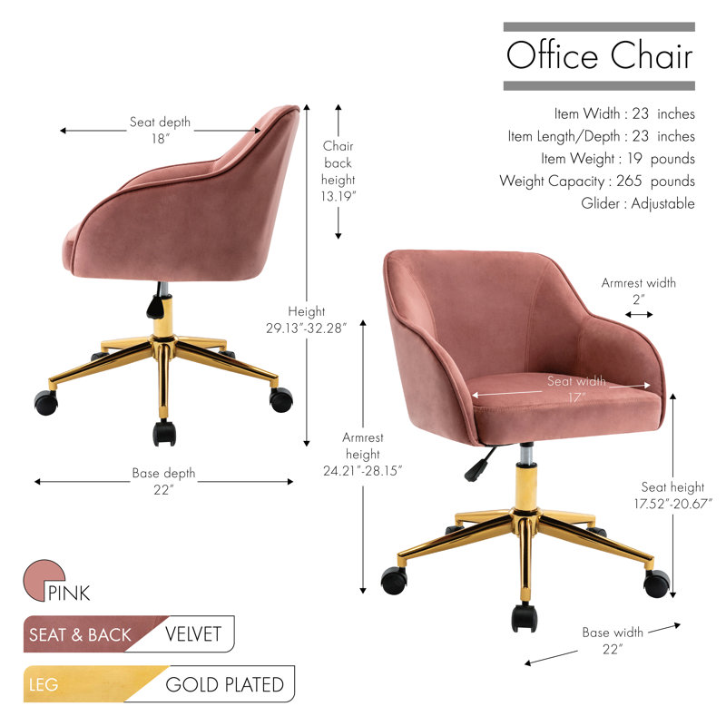 Chaise de travail Crick, Rose