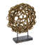 Sculpture décorative de table, rotin brun entrelacé, rond 20 pouces