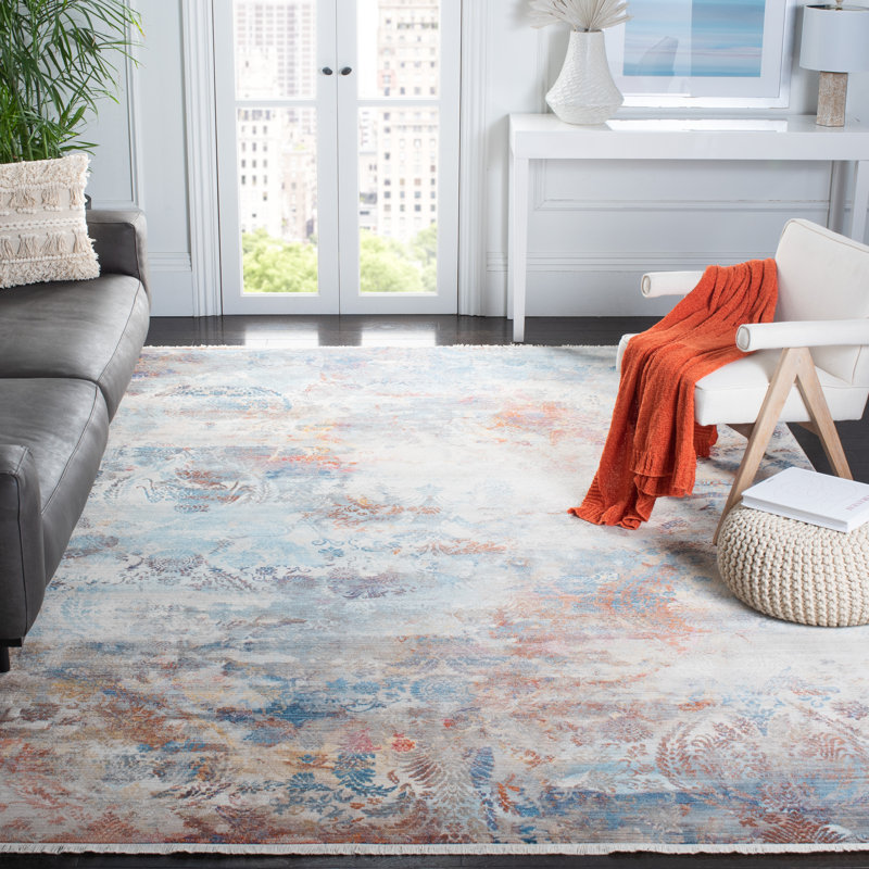 Tapis bleu / beige Curlee, Rectangle 4 pi x 6 pi