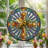 Bee Sunburst Stained Glass Window Panel，12"H-970376016