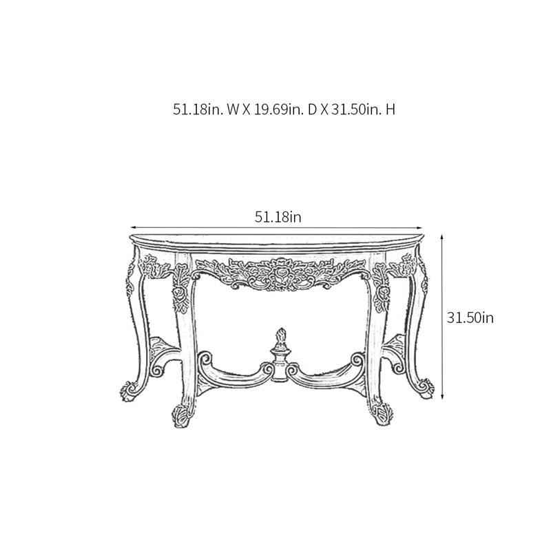 Console Retro Luxury, H 31,5 po x l 51,18 po x P 19,69 po