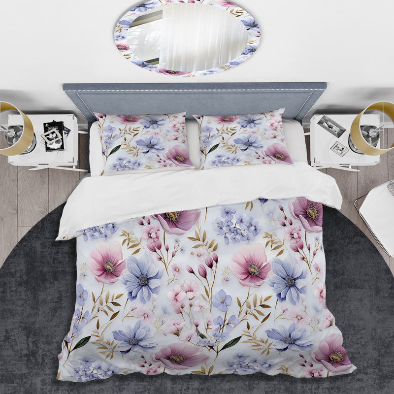 Ensemble de housse de couette mauve et rose, Housse de couette pour très grand lit et 2 très