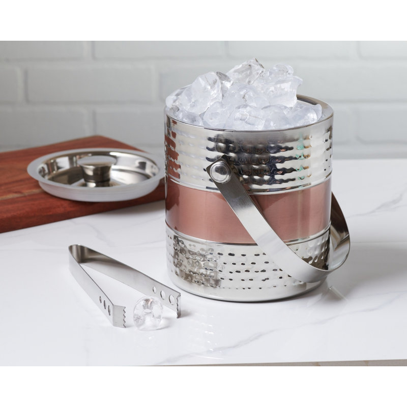 Seau à glace Hein, H 6,29 po x l 5,9 po x P 5,9 po, Cuivre et argent