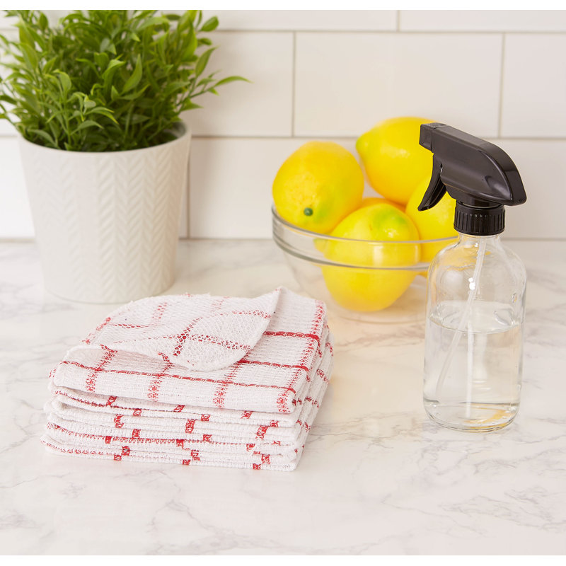 Cotton Plaid Jacquard Dish Cloth Kitchen Towel, Red