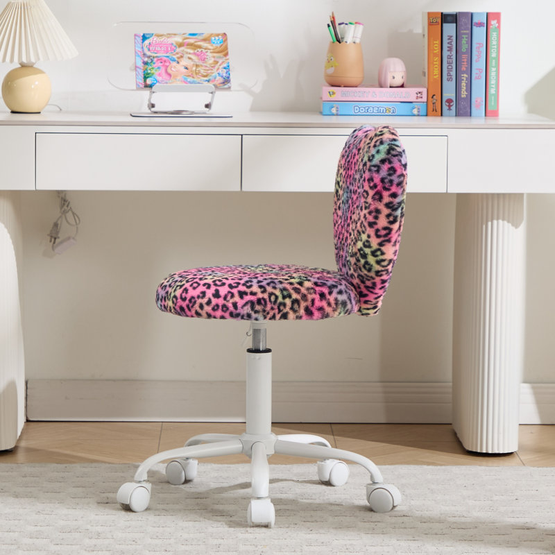 Chaise de bureau pivotante pour enfants, chaise de coiffeuse pivotante à hauteur réglable en forme de cœur pour bureau pour chambre à coucher