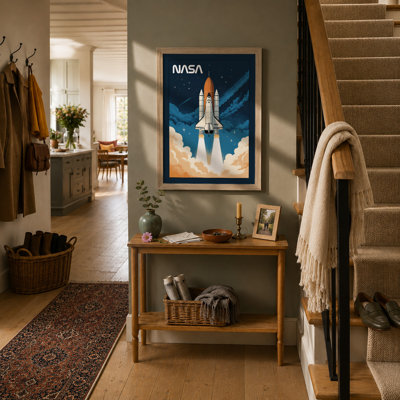 Space Shuttle Launch Retro - Framed Print
