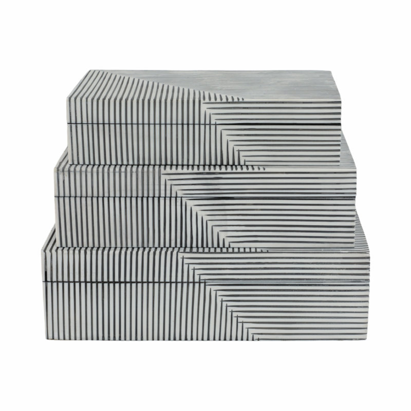 Resin Decorative Box, Black/White