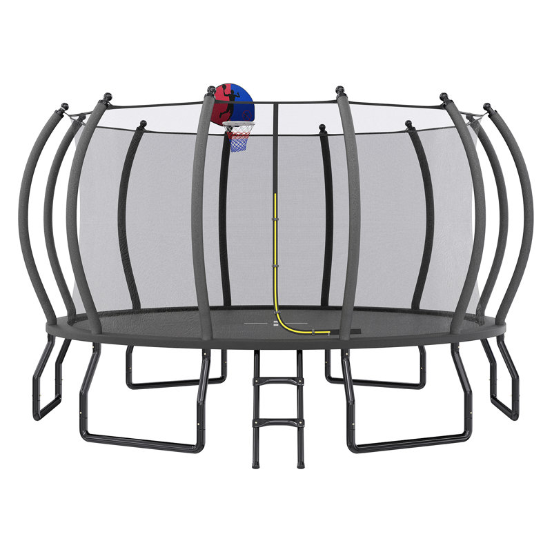 Trampoline d'extérieur de 16 pi avec filet et échelle Albott, trampolines récréatives pour enfants et adultes, cadre à connexion rapide, homologation ASTM