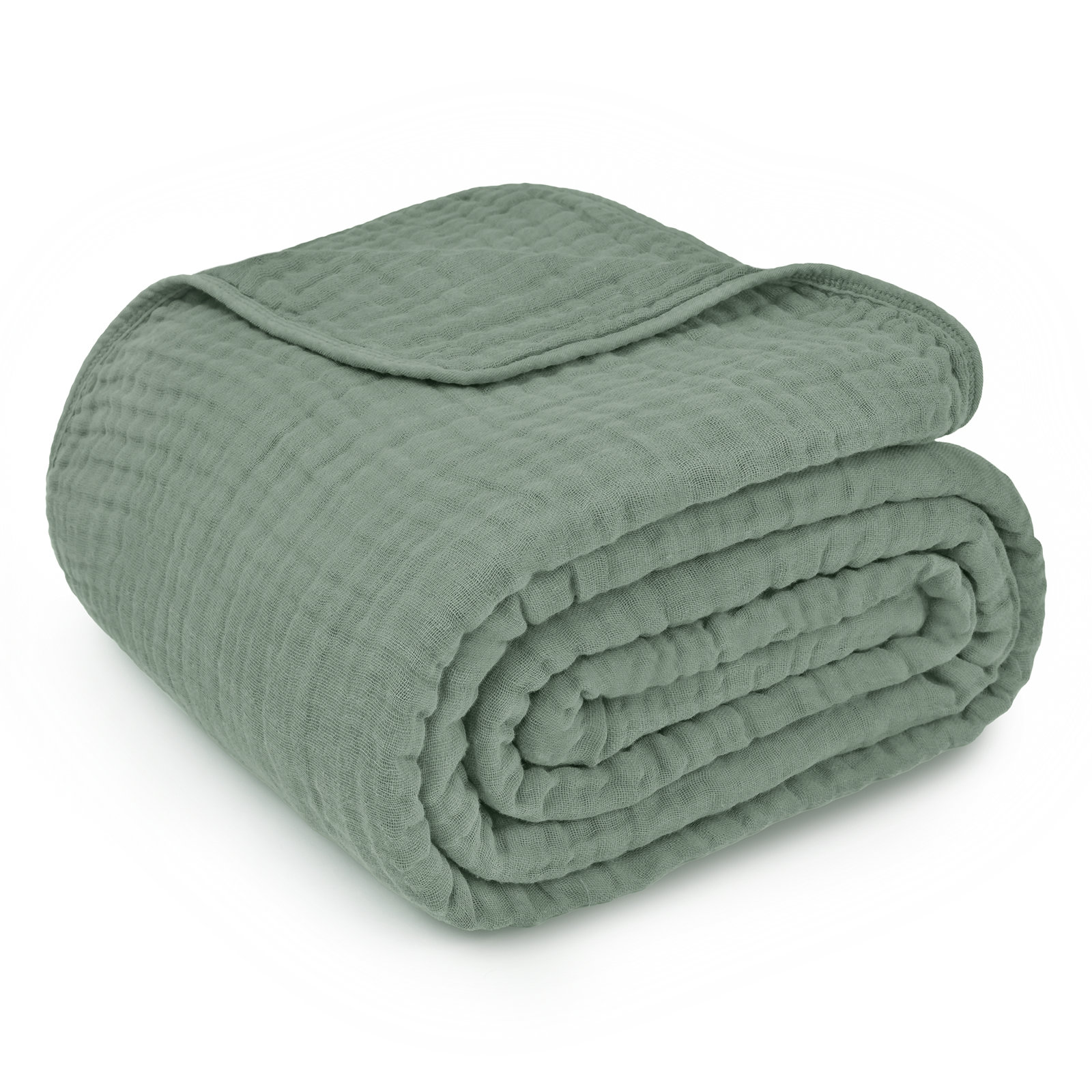 Karlina Cotton Muslin Throw Blanket, Fern, Throw