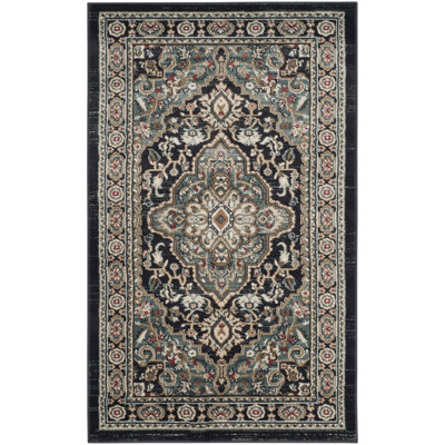 Lyndhurst Oriental Area Rug In Anthracite / Teal